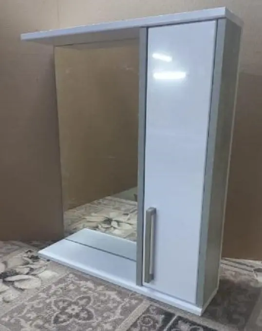 Шкаф зеркальный навесной KABINKA.KZ Дуэт 50, 50x15x70 см, белый, серый