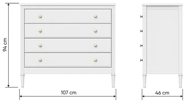 Детский комод Ellipse Elit, 107x46x94 см, белый купить,NaN