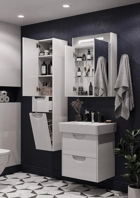 Шкаф зеркальный навесной KABINKA.KZ Сильва, 60x14x78 см, белый купить,NaN
