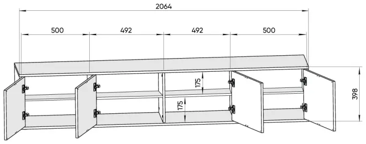 ТВ-тумба навесная Ellipse Fjord, 206.4x39.8x40.5 см, темно-серый