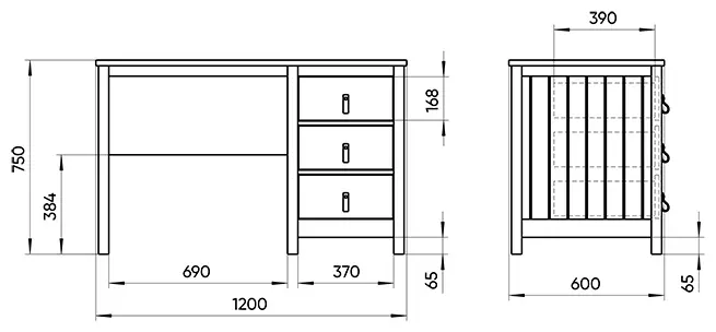 Стол письменный Ellipse Wood, 120х60x75 см, серый