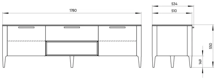 ТВ-тумба напольная Type, 178x55x51 см, серый, бежевый