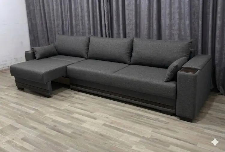 Диван Карат, 350х120 см, обивка ткань, серый купить,NaN