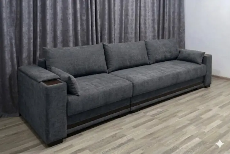 Диван Карат, 350х120 см, обивка микровелюр, серый купить,NaN