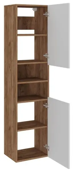 Шкаф-пенал навесной KABINKA.KZ Амали, 40x27x160 см, белый, коричневый купить,NaN