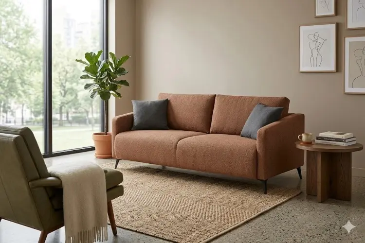 Диван Римини, 225х107 см, обивка ткань, коричневый купить,NaN