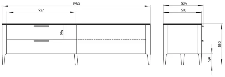 ТВ-тумба напольная Ellipse Type, 198x55x51 см, серый, бежевый