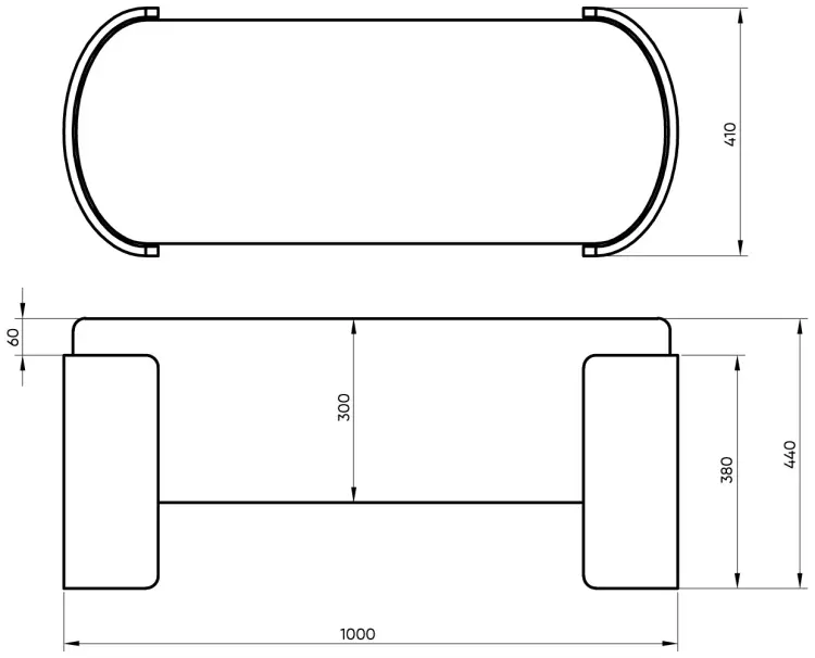 Банкетка Ellipse Lagom, 100x41x44 см, коричневый, зеленый