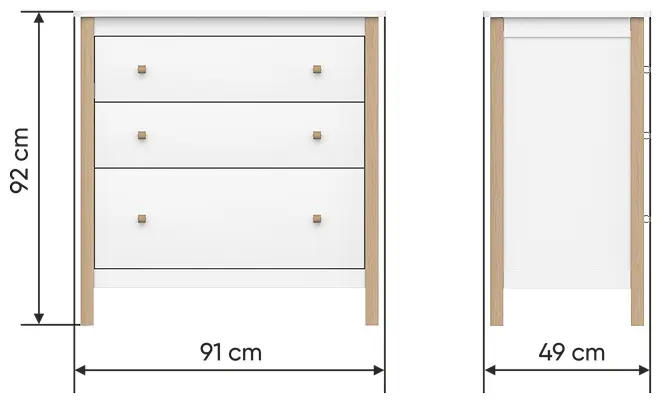 Детский комод Ellipse Classic, 91x49x92 см, бежевый