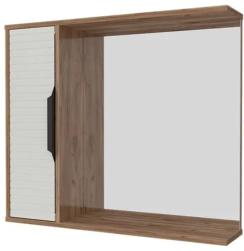 Шкаф зеркальный навесной KABINKA.KZ Леона, 80x17.5x70 см, коричневый купить,NaN