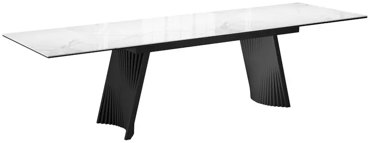 Обеденный стол ДИК DikLine KD180, 180х90x77 см, стекло, керамика, черный, белый купить,NaN