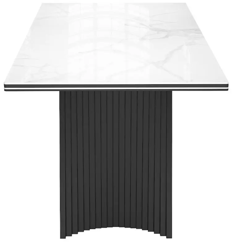 Обеденный стол ДИК DikLine KD180, 180х90x77 см, стекло, керамика, черный, белый купить,NaN