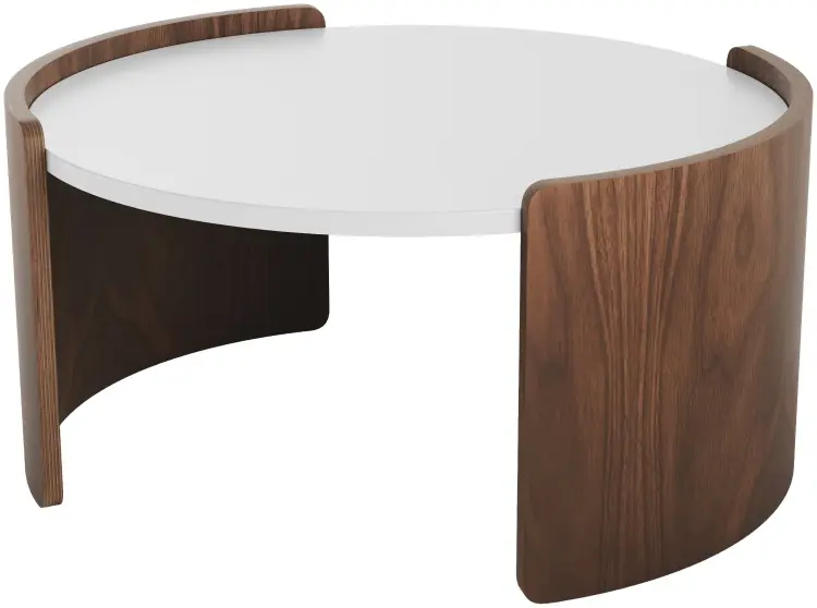 Журнальный столик Ellipse Lagom, 65х65x32 см, коричневый, белый