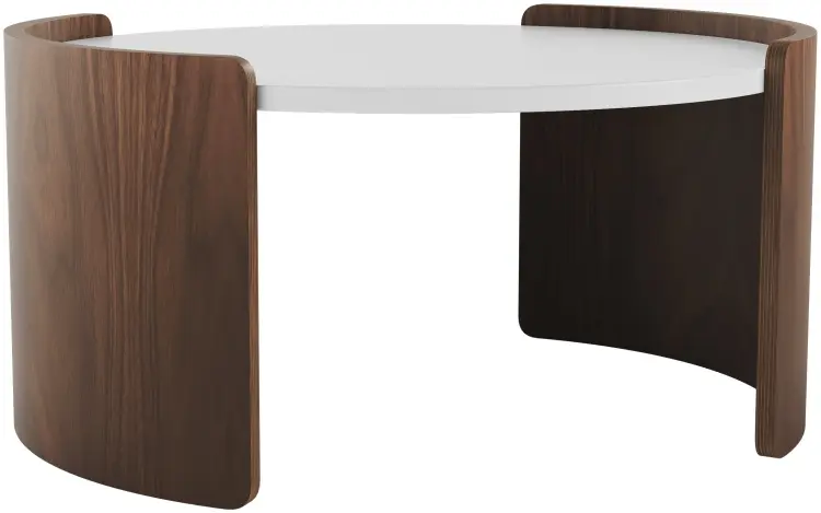 Журнальный столик Ellipse Lagom, 65х65x32 см, коричневый, белый