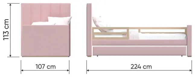 Кровать подростковая Ellipse Cosy, 90x200 см, розовый