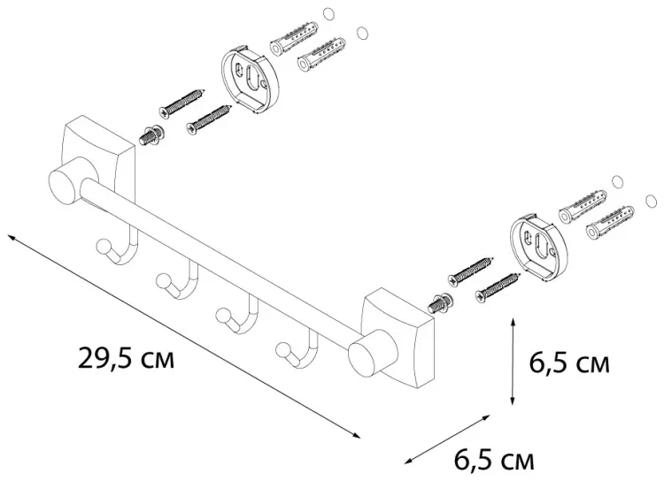 FIXSEN набор крючков FX-61305В-4 1 шт, металл