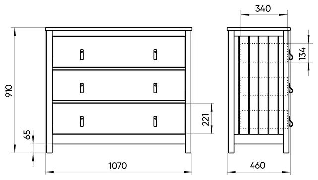 Комод Ellipse Wood, 107x46x91 см, серый