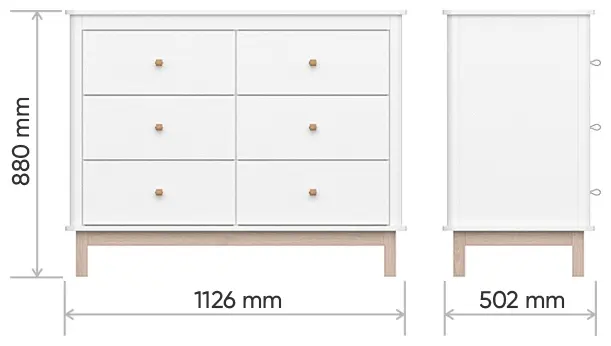 Детский комод Ellipse Classic, 112.6x50.2x88 см, белый, бежевый