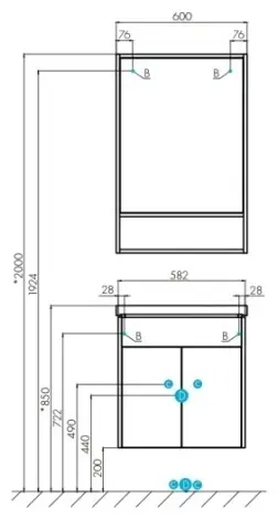 Шкаф навесной Акватон 60x13x91 см, Флай 60 дуб крафт купить,NaN