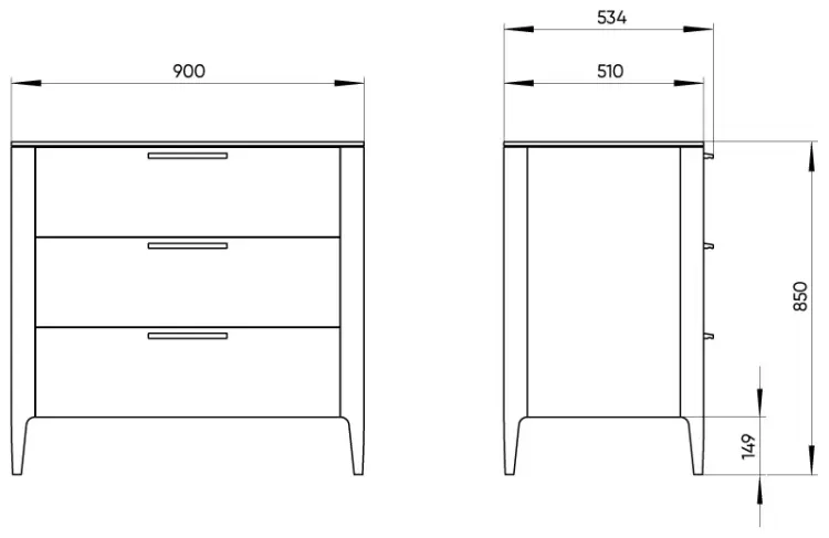 Комод Ellipse Type, 90x51x85 см, серый