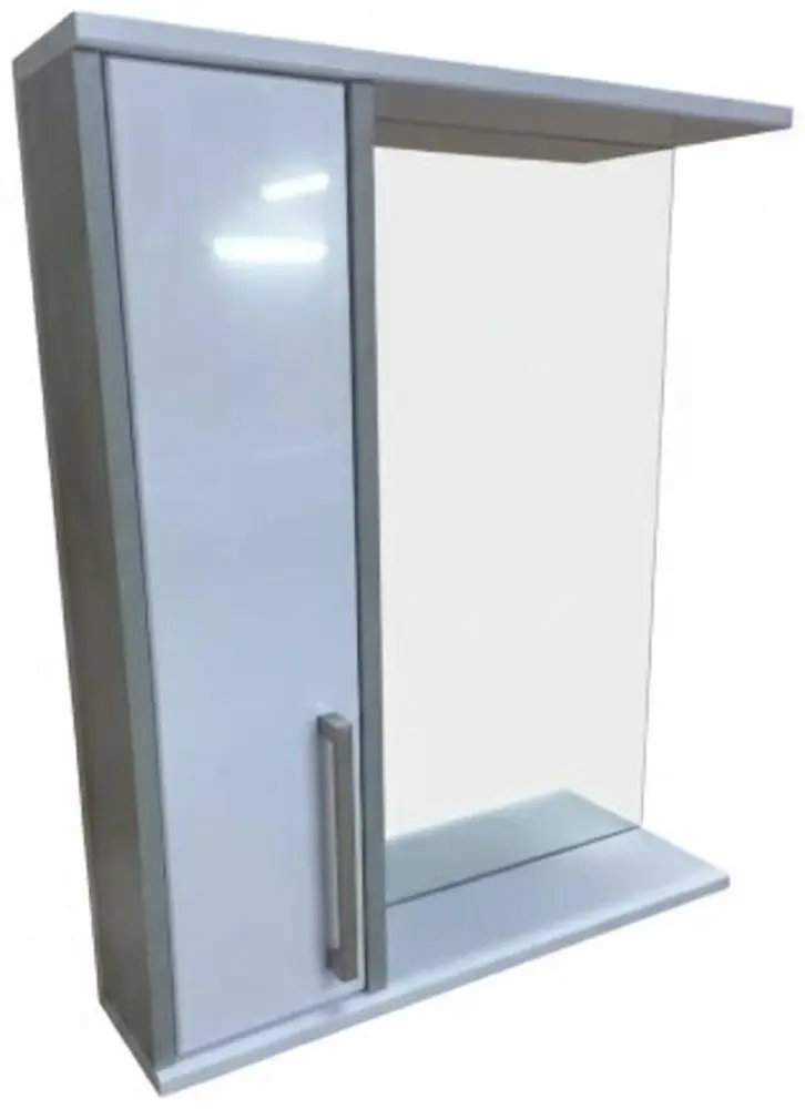 Шкаф зеркальный навесной KABINKA.KZ Дуэт 50, 50x15x70 см, белый, серый