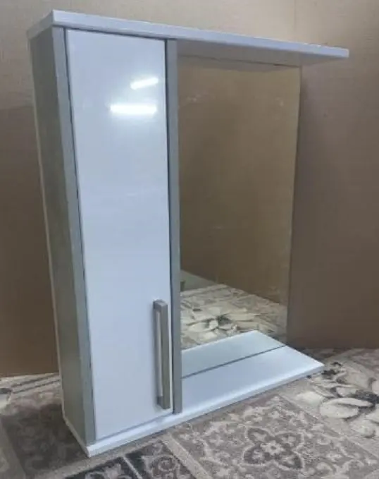 Шкаф зеркальный навесной KABINKA.KZ Дуэт 50, 50x15x70 см, белый, серый