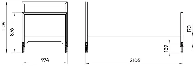 Кровать подростковая Ellipse Elit, 90x200 см, белый, бежевый