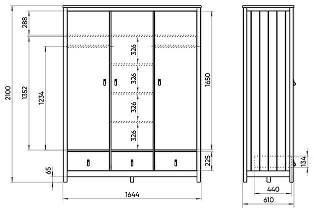 Детский распашной шкаф Ellipse Wood 164.4х61х210 см