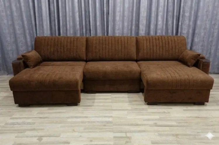 Диван Николь, 350х110 см, обивка ткань, коричневый купить,NaN