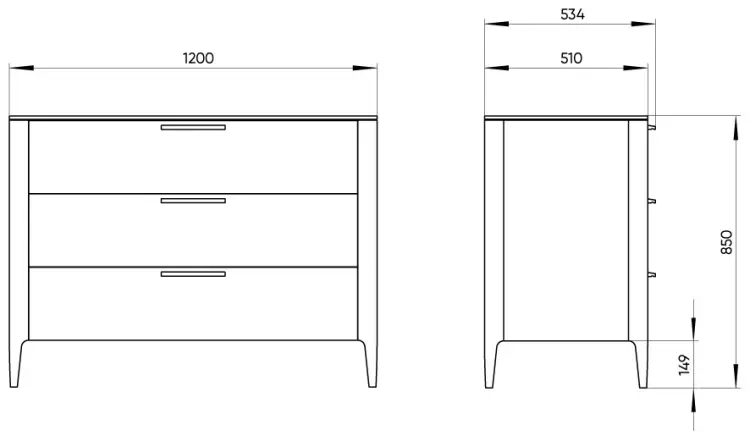 Комод Ellipse Type, 120x50x85 см, серый, бежевый