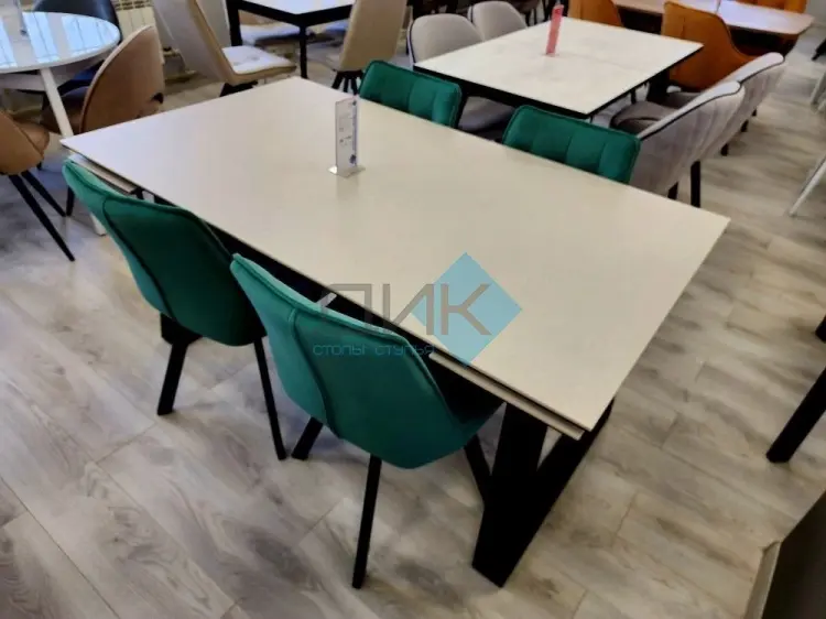 Обеденный стол ДИК DikLine DZ160, 160х90x77 см, ЛДСП, черный, бежевый купить,NaN
