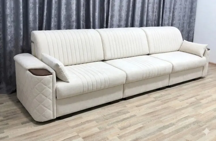 Диван Николь, 350х110 см, обивка микровелюр, белый купить,NaN