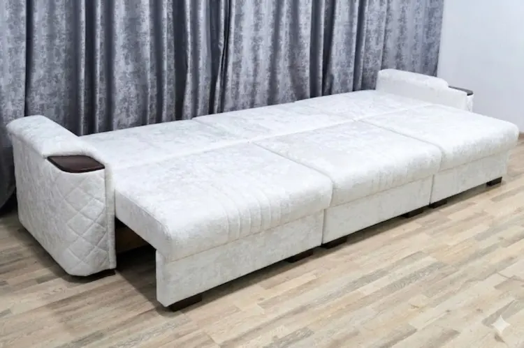 Диван Николь, 350х110 см, обивка микровелюр, белый купить,NaN