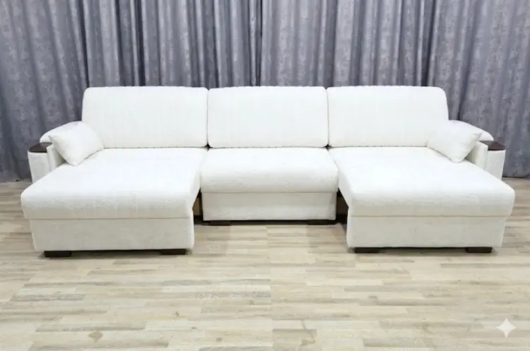 Диван Николь, 350х110 см, обивка микровелюр, белый купить,NaN