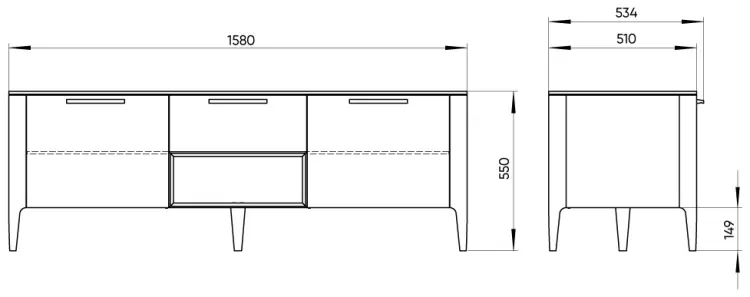 ТВ-тумба напольная Type, 158x55x51 см, темно-серый