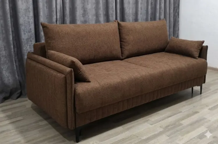 Диван Аврора, 215х110 см, обивка микровелюр, коричневый