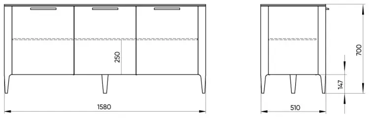 ТВ-тумба напольная Ellipse Type, 158x70x51 см, белый