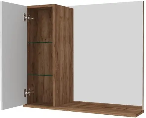 Шкаф зеркальный навесной KABINKA.KZ Амали, 80x17.5x70 см, коричневый купить,NaN