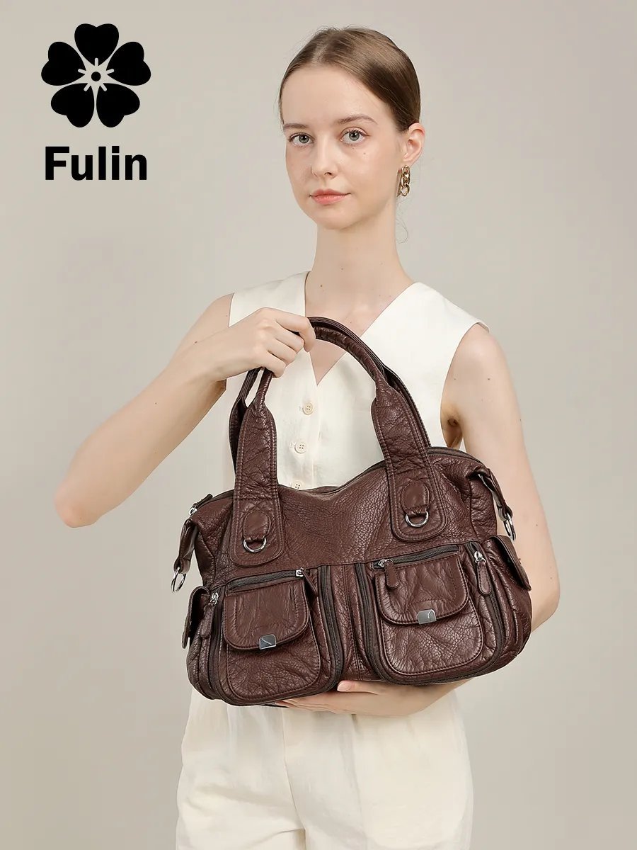 Сумка шоппер Fuling экокожа коричневый купить,NaN