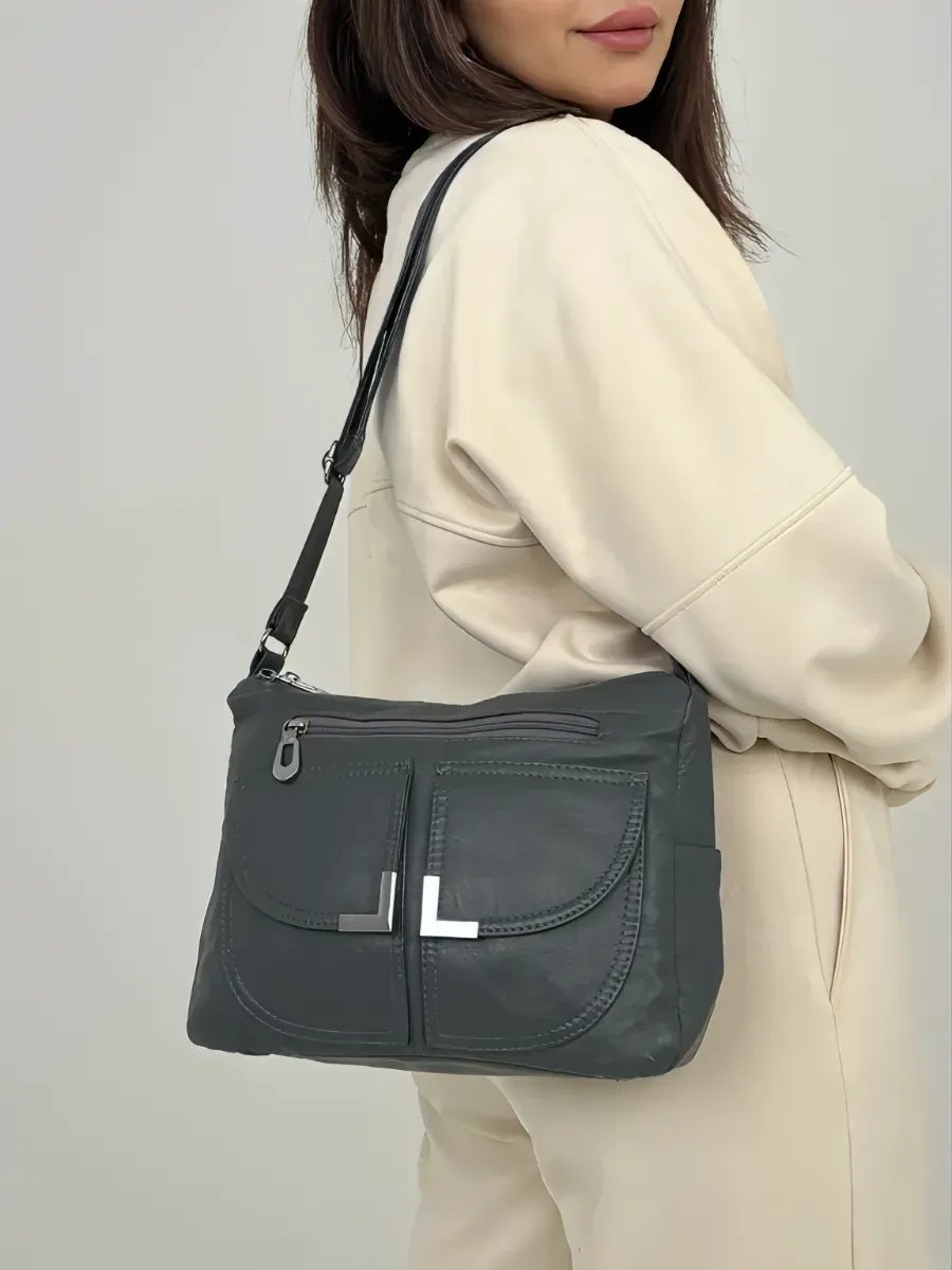 Сумка багет TrendCase экокожа серый купить,NaN