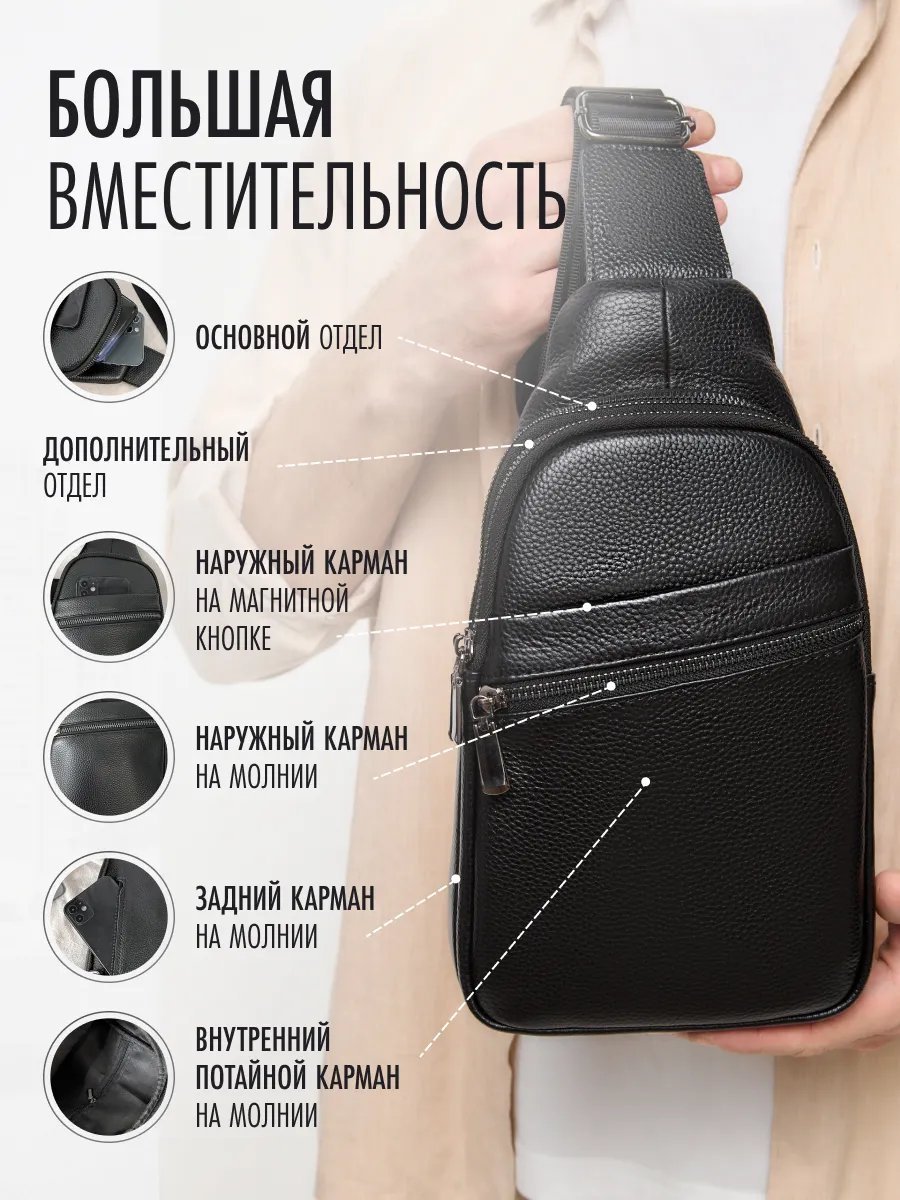 Мини-сумка SSUERTE натуральная кожа черный купить,NaN