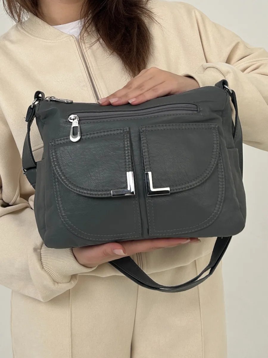 Сумка багет TrendCase экокожа серый купить,NaN