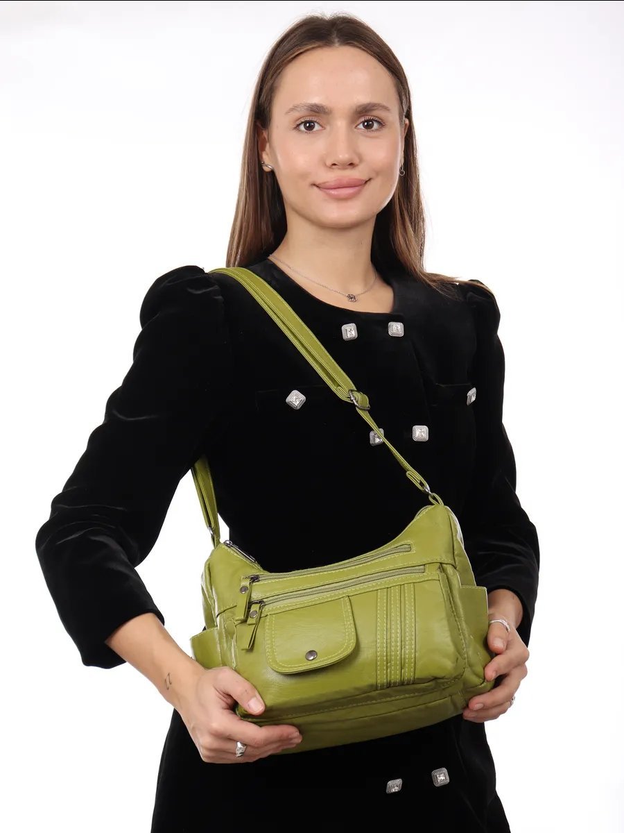 Сумка багет BELLA MADONA искусственная кожа зеленый купить,NaN