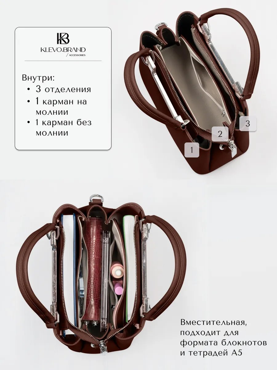 Сумка кросс-боди Klevo.brand экокожа коричневый купить,NaN