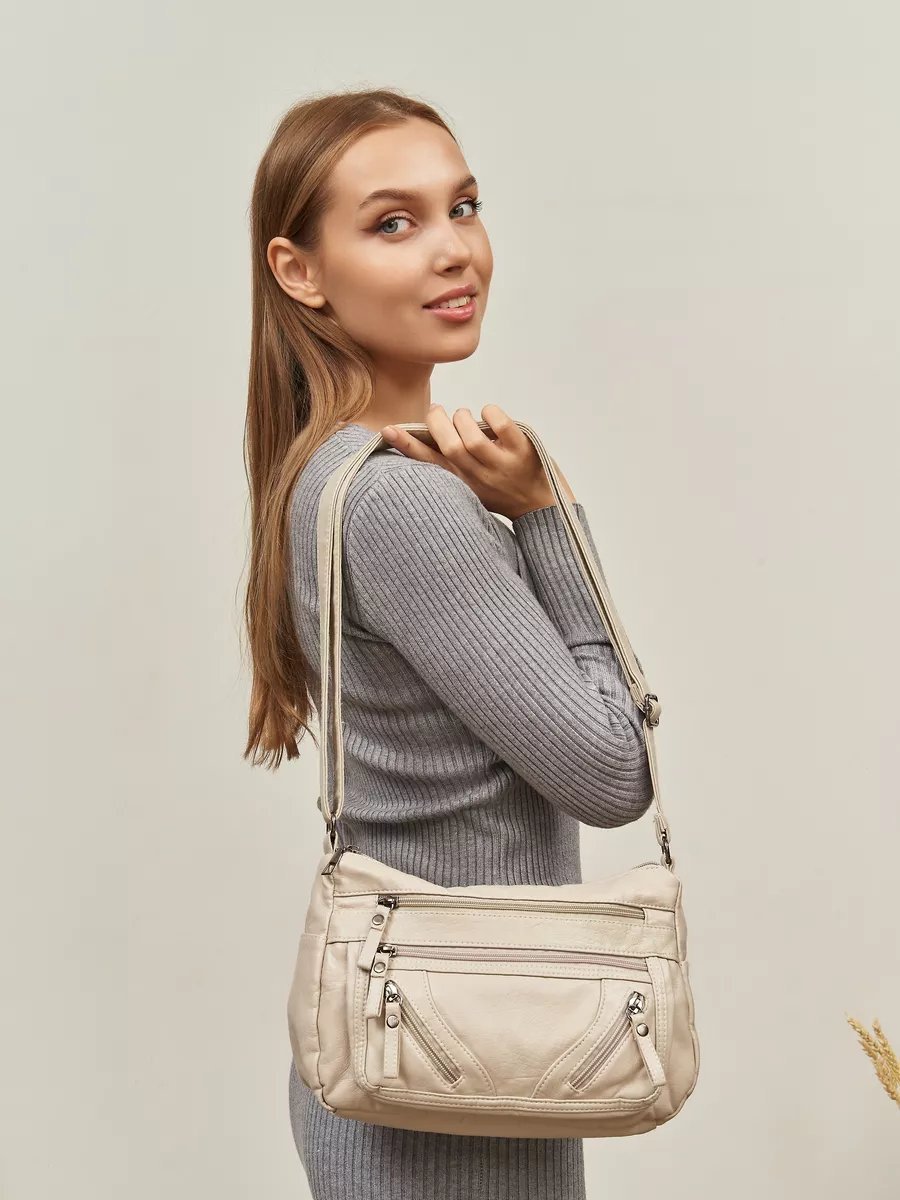 Сумка багет Lady bags экокожа бежевый купить,NaN