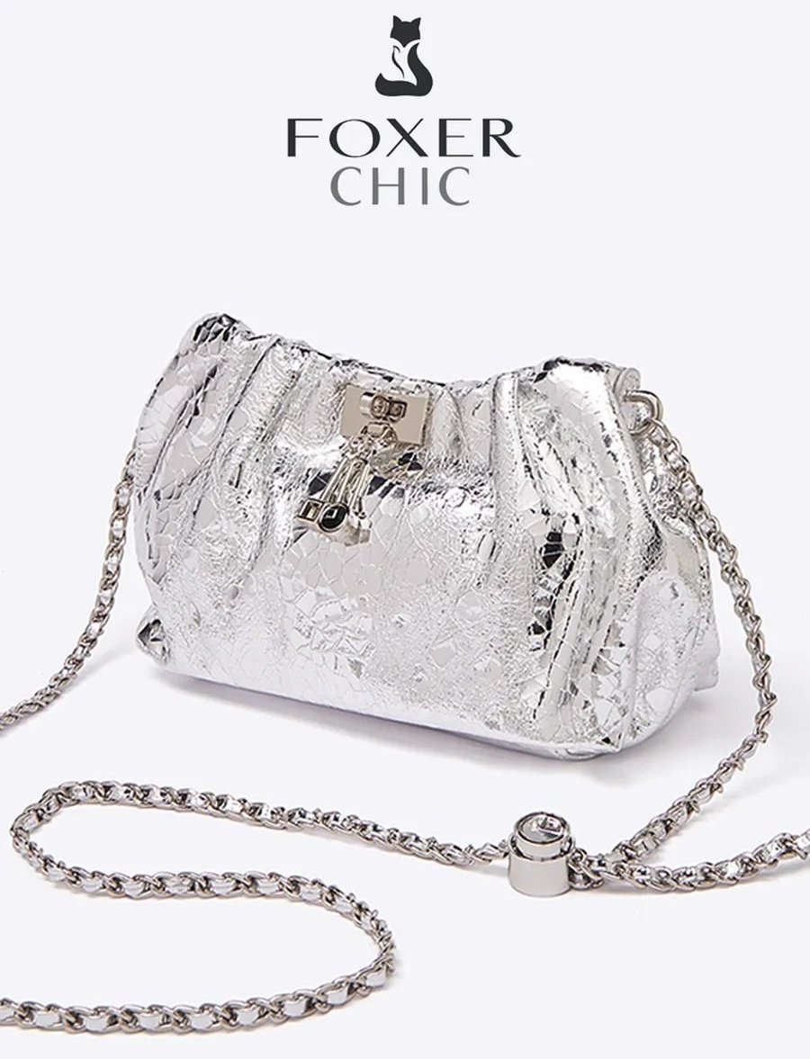 Мини-сумка FOXERCHIC натуральная кожа серый купить,NaN