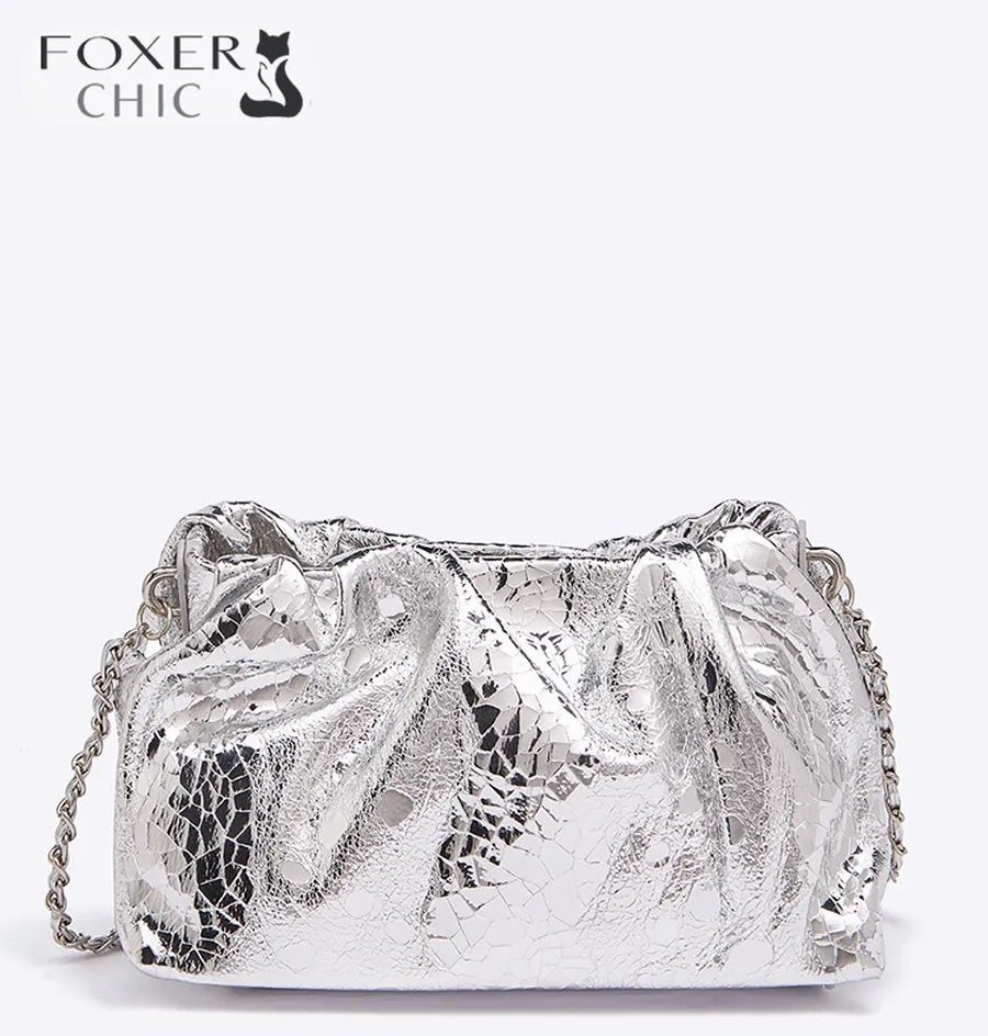 Мини-сумка FOXERCHIC натуральная кожа серый купить,NaN