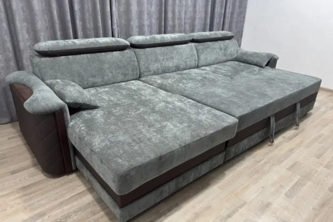 Угловой диван Орион, 350х135 см, обивка букле, серый купить,NaN