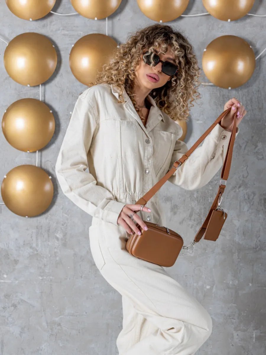 Сумка кросс-боди Rare accessories натуральная кожа коричневый купить,NaN