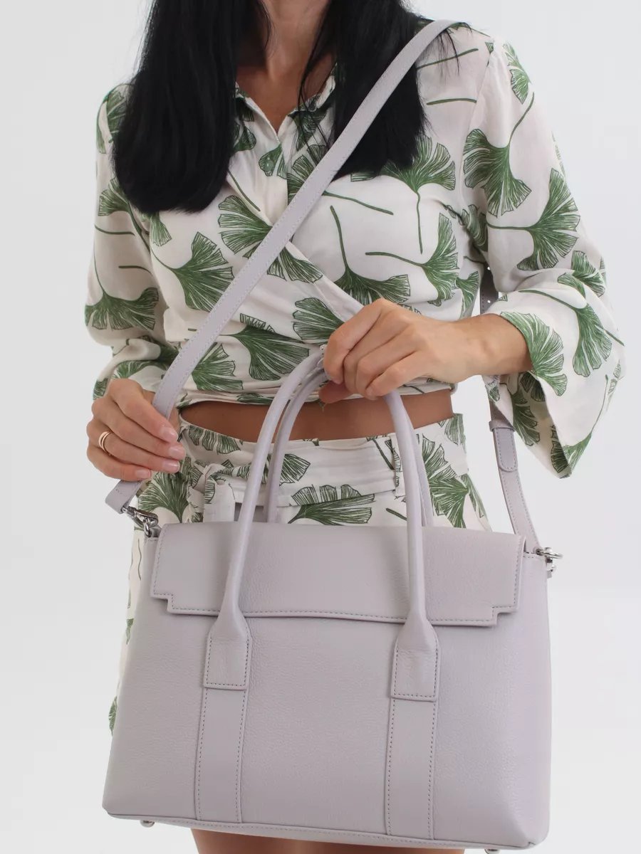 Сумка тоут FoxesBag натуральная кожа серый купить,NaN